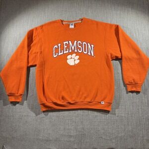 Clemson Tigers Sweatshirt Mens Large NCAA Football Crewneck Russell Athletic